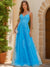A-Line/Princess V-Neck Sleeveless Applique Prom Dresses