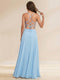 A-Line/Princess V-Neck Sleeveless Applique Prom Dresses