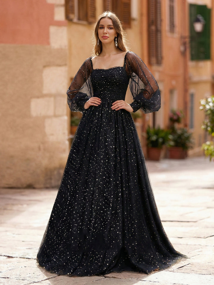 Ball Gown Sweetheart Long Sleeves Pleats Prom Dresses