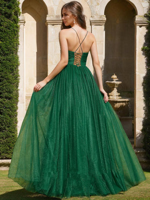 A-Line/Princess Scoop Sleeveless Ruched Prom Dresses