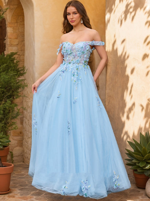 Lavetir Blush Pink Ball Gown Off the Shoulder Short Sleeves Applique Prom Dresses 2026 Lavetir Blush Pink Ball Gown Off the Shoulder Short Sleeves Applique Prom Dresses 2026