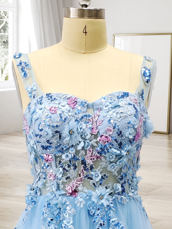 Ball Gown Off the Shoulder Short Sleeves Applique Prom Dresses