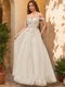 Ball Gown Off the Shoulder Short Sleeves Applique Prom Dresses