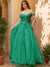 Ball Gown Off the Shoulder Short Sleeves Applique Prom Dresses