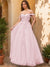 Ball Gown Off the Shoulder Short Sleeves Applique Prom Dresses