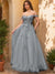 Ball Gown Off the Shoulder Short Sleeves Applique Prom Dresses