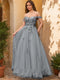 Ball Gown Off the Shoulder Short Sleeves Applique Prom Dresses