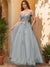 Ball Gown Off the Shoulder Short Sleeves Applique Prom Dresses