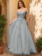 Ball Gown Off the Shoulder Short Sleeves Applique Prom Dresses