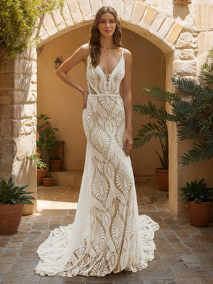Trumpet/Mermaid V-Neck Sleeveless Ruched Wedding Dresses