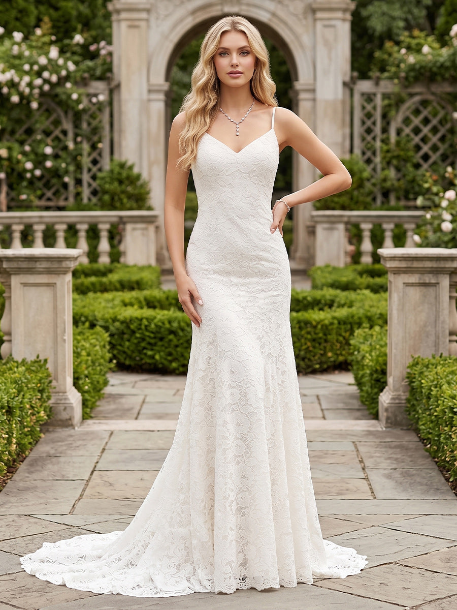 Trumpet/Mermaid V-Neck Sleeveless Ruched Wedding Dresses