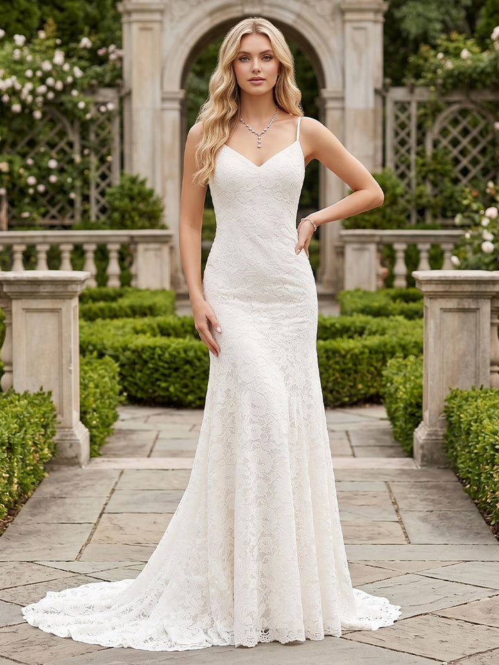 Trumpet/Mermaid V-Neck Sleeveless Ruched Wedding Dresses