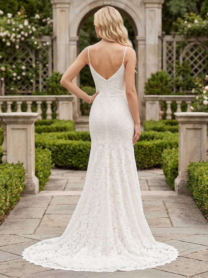 Trumpet/Mermaid V-Neck Sleeveless Ruched Wedding Dresses
