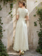 A-Line/Princess V-Neck Short Sleeves Lace Wedding Dresses