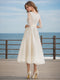 Ball Gown V-Neck Half Sleeves Lace Wedding Dresses