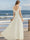 A-Line/Princess V-Neck Short Sleeves Ruffles Wedding Dresses