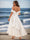 A-Line/Princess Off-the-Shoulder Short Sleeves Bow knot Wedding Dresses