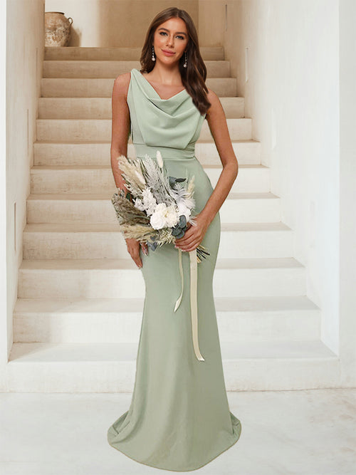 high neck mermaid bridesmaid dress High Neck Simple Elastic Satin Trumpet/Mermaid Wedding Dresses