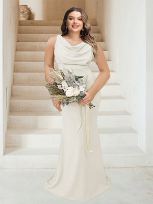 Trumpet/Mermaid Cowl Neck Sleeveless Ruched Plus Size Bridesmaid Dresses