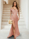 Sheath/Column Off-the-Shoulder Sleeveless Ruched Bridesmaid Dresses