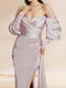 Sheath/Column Off-the-Shoulder Long Sleeves Split Side Bridesmaid Dresses