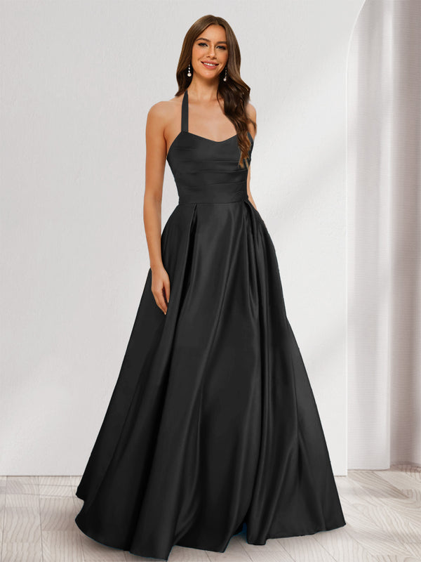 A-Line/Princess Halter Sleeveless Ruched Bridesmaid Dresses