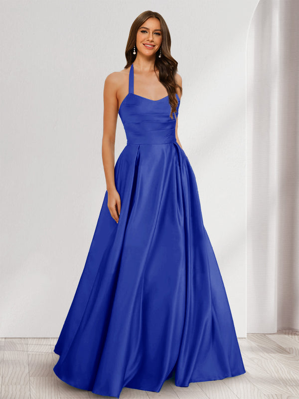 A-Line/Princess Halter Sleeveless Ruched Bridesmaid Dresses