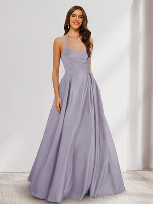 A-Line/Princess Halter Sleeveless Ruched Bridesmaid Dresses