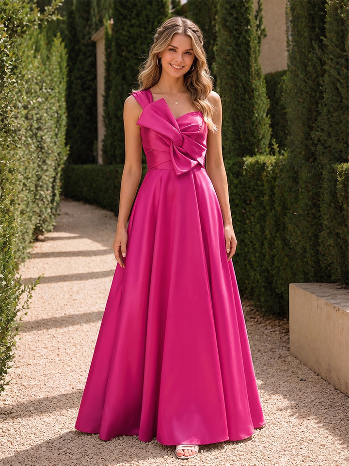 A-Line/Princess Halter Sleeveless Ruched Bridesmaid Dresses With Bowknot