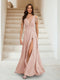 A-Line/Princess V-Neck Short Sleeves Applique Bridesmaid Dresses