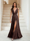 A-Line/Princess V-Neck Short Sleeves Applique Bridesmaid Dresses