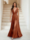 A-Line/Princess V-Neck Short Sleeves Applique Bridesmaid Dresses