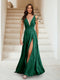 A-Line/Princess V-Neck Short Sleeves Applique Bridesmaid Dresses