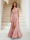 A-Line/Princess V-Neck Short Sleeves Applique Bridesmaid Dresses