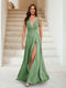 A-Line/Princess V-Neck Short Sleeves Applique Bridesmaid Dresses