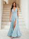 A-Line/Princess V-Neck Short Sleeves Applique Bridesmaid Dresses