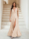 A-Line/Princess V-Neck Short Sleeves Applique Bridesmaid Dresses
