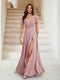 A-Line/Princess V-Neck Short Sleeves Applique Bridesmaid Dresses