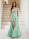 A-Line/Princess V-Neck Short Sleeves Applique Bridesmaid Dresses