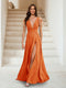 A-Line/Princess V-Neck Short Sleeves Applique Bridesmaid Dresses
