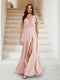 A-Line/Princess V-Neck Short Sleeves Applique Bridesmaid Dresses
