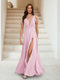 A-Line/Princess V-Neck Short Sleeves Applique Bridesmaid Dresses