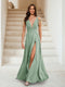 A-Line/Princess V-Neck Short Sleeves Applique Bridesmaid Dresses