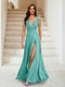 A-Line/Princess V-Neck Short Sleeves Applique Bridesmaid Dresses