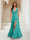 A-Line/Princess V-Neck Short Sleeves Applique Bridesmaid Dresses