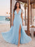 A-Line/Princess V-Neck Short Sleeves Floor-Length Applique Bridesmaid Dresses With Split Side