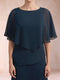 Sheath/Column Chiffon Scoop Half Sleeves Ruched Mother of the Bride Dresses