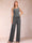 Chiffon Scoop Half Sleeves 3 Pieces Pantsuits with Ruffles