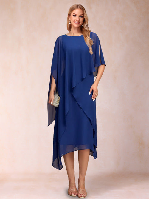 Sheath/Column Scoop Half Sleeves Ruched Mother of the Bride Dresses Sheath/Column Scoop Half Sleeves Ruched Mother of the Bride Dresses