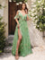 A-Line/Princess V-Neck Split Side Sleeveless Ruffles Prom Dresses